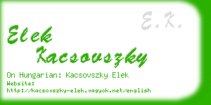 elek kacsovszky business card